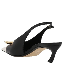 Bicolor Goatskin Mid Heel Pumps