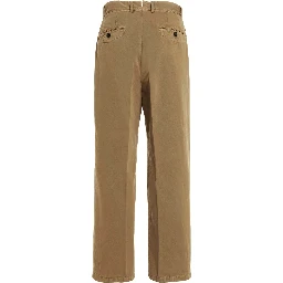 Beige Cotton Casual Pants