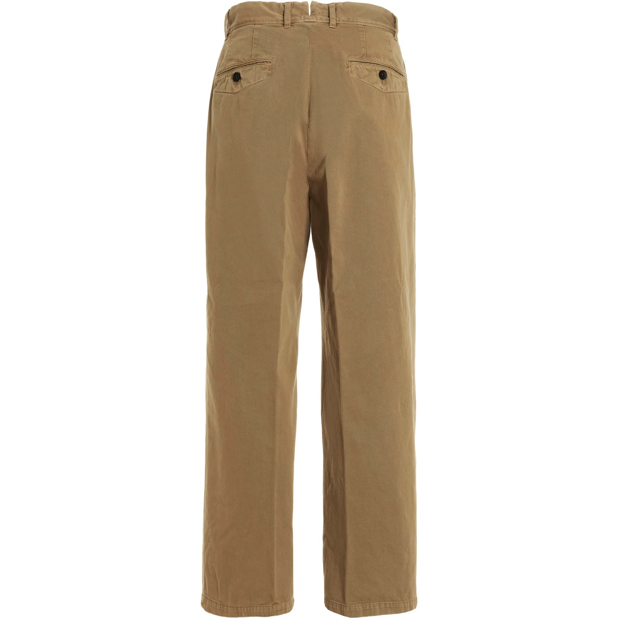 Beige Cotton Casual Pants