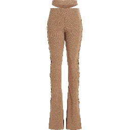 Beige Viscose Flared Pants
