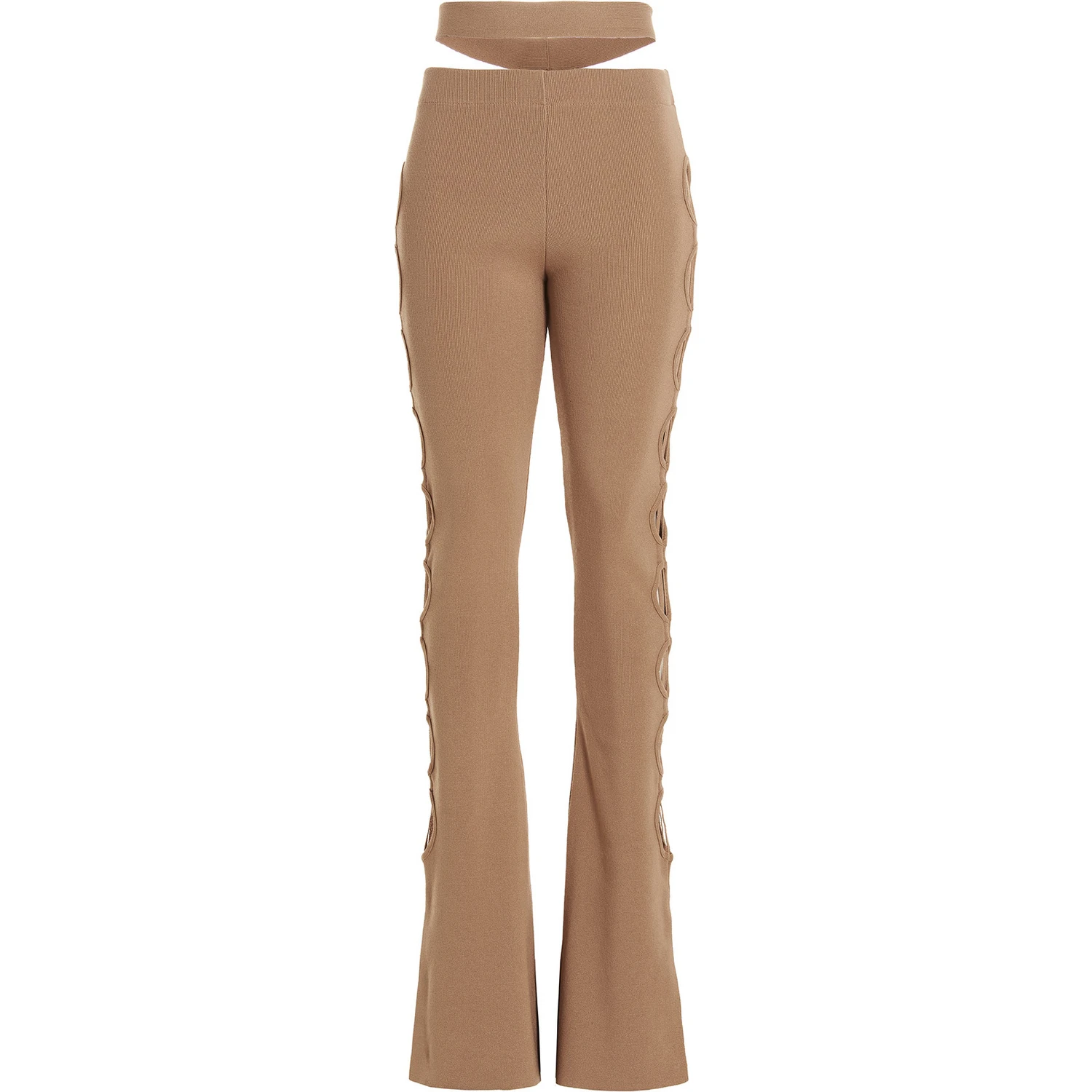 Beige Viscose Flared Pants