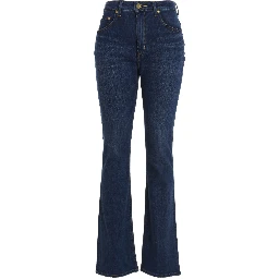 Blue Cotton Flared Jeans