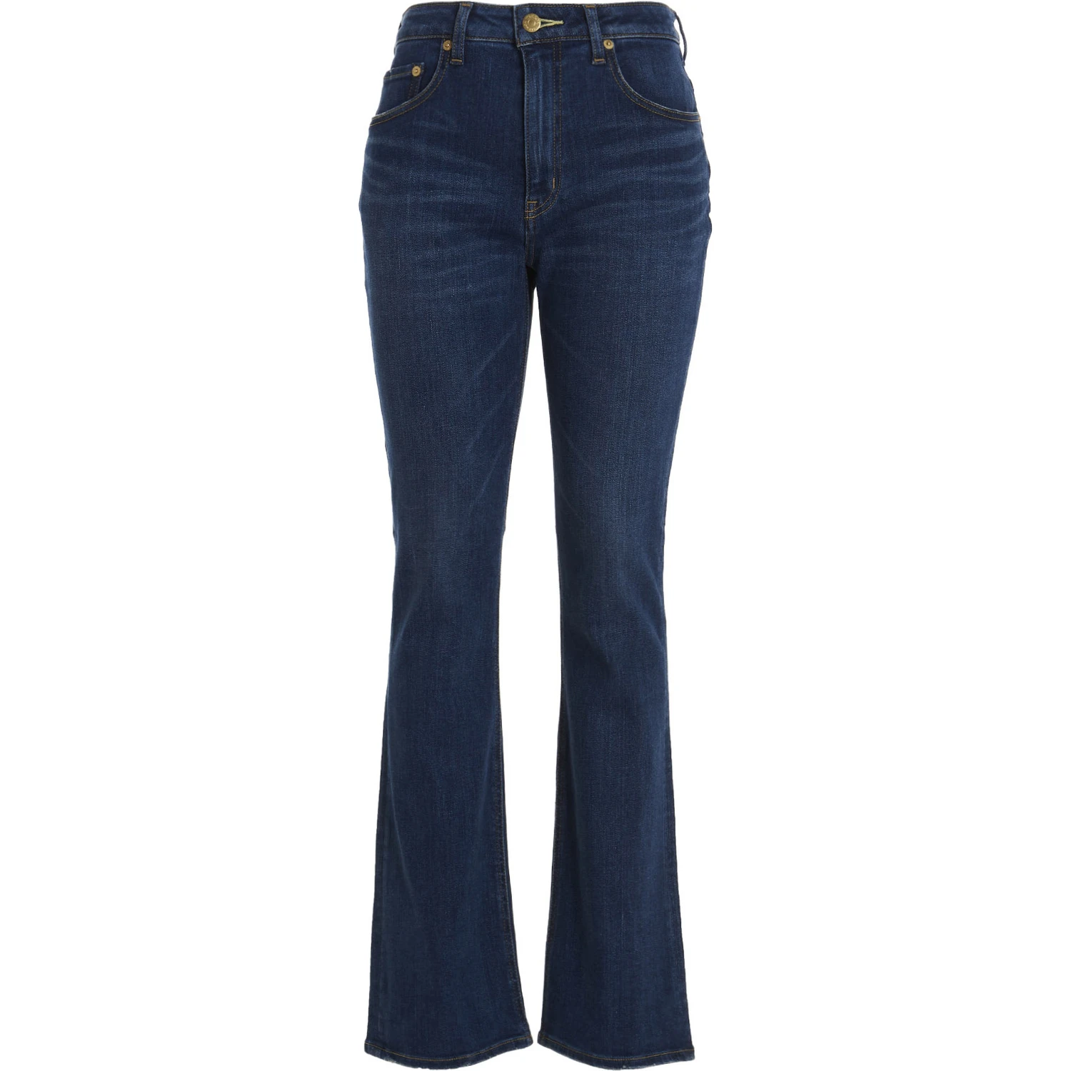 Blue Cotton Flared Jeans