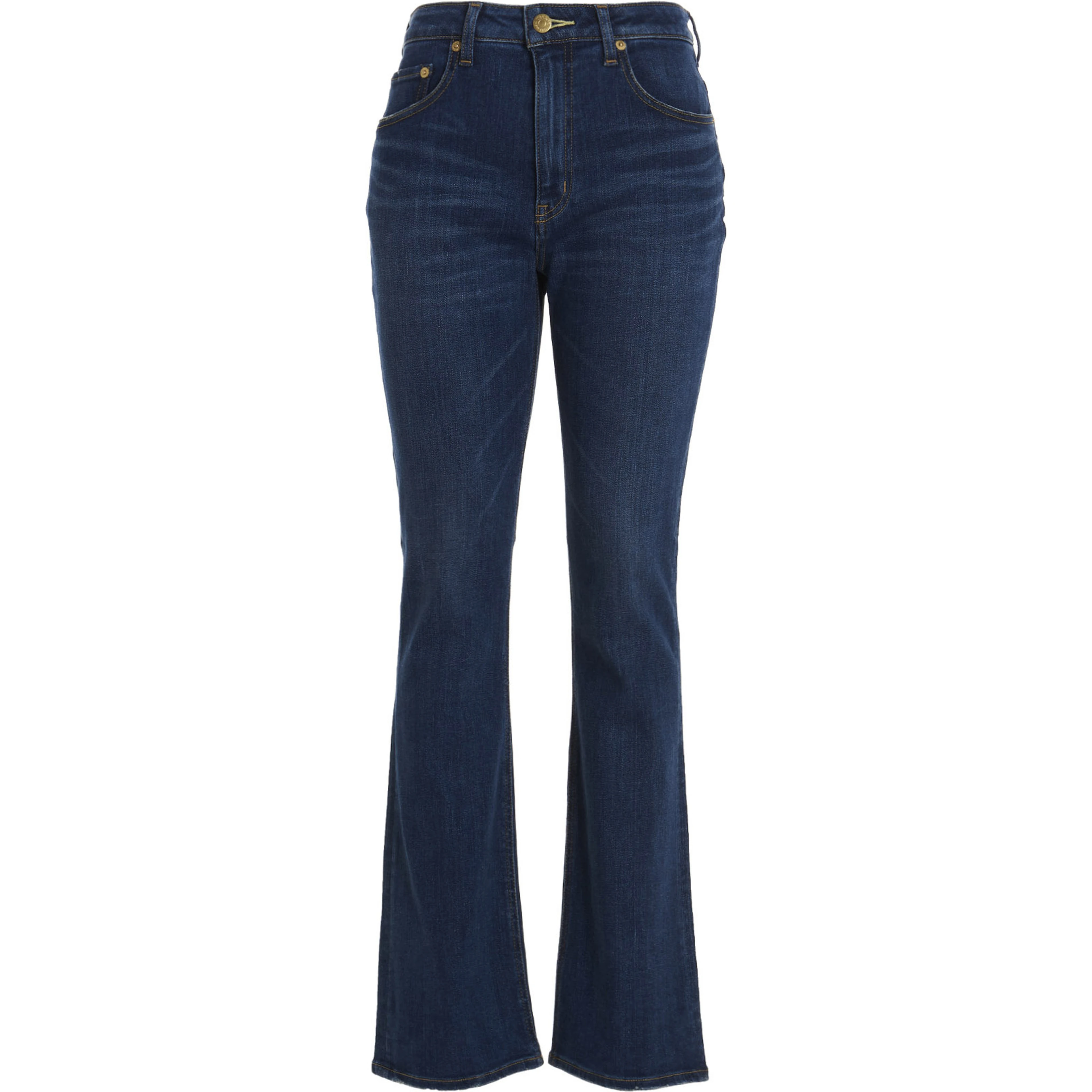 Blue Cotton Flared Jeans