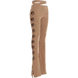 Beige Viscose Flared Pants