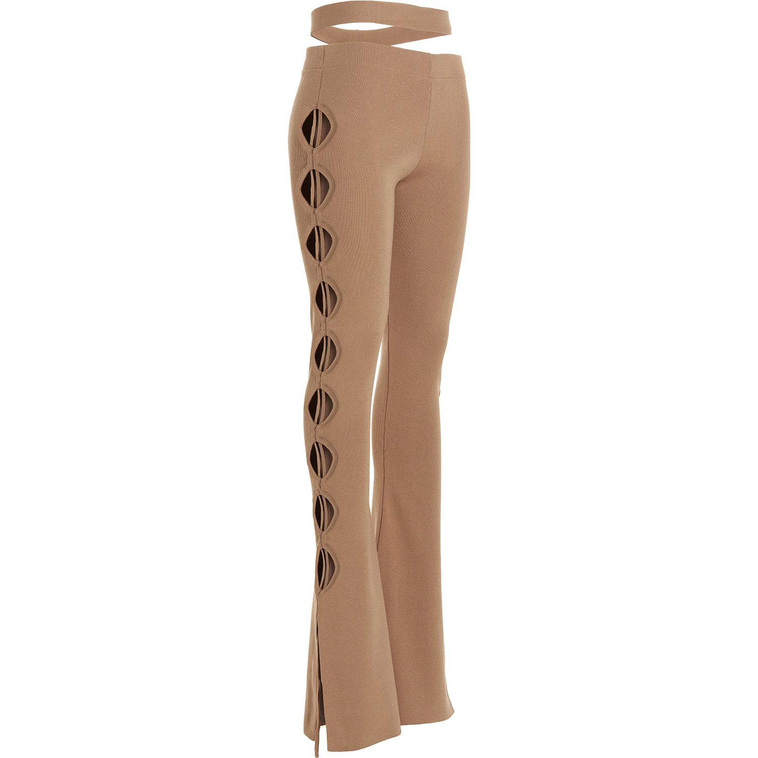 Beige Viscose Flared Pants