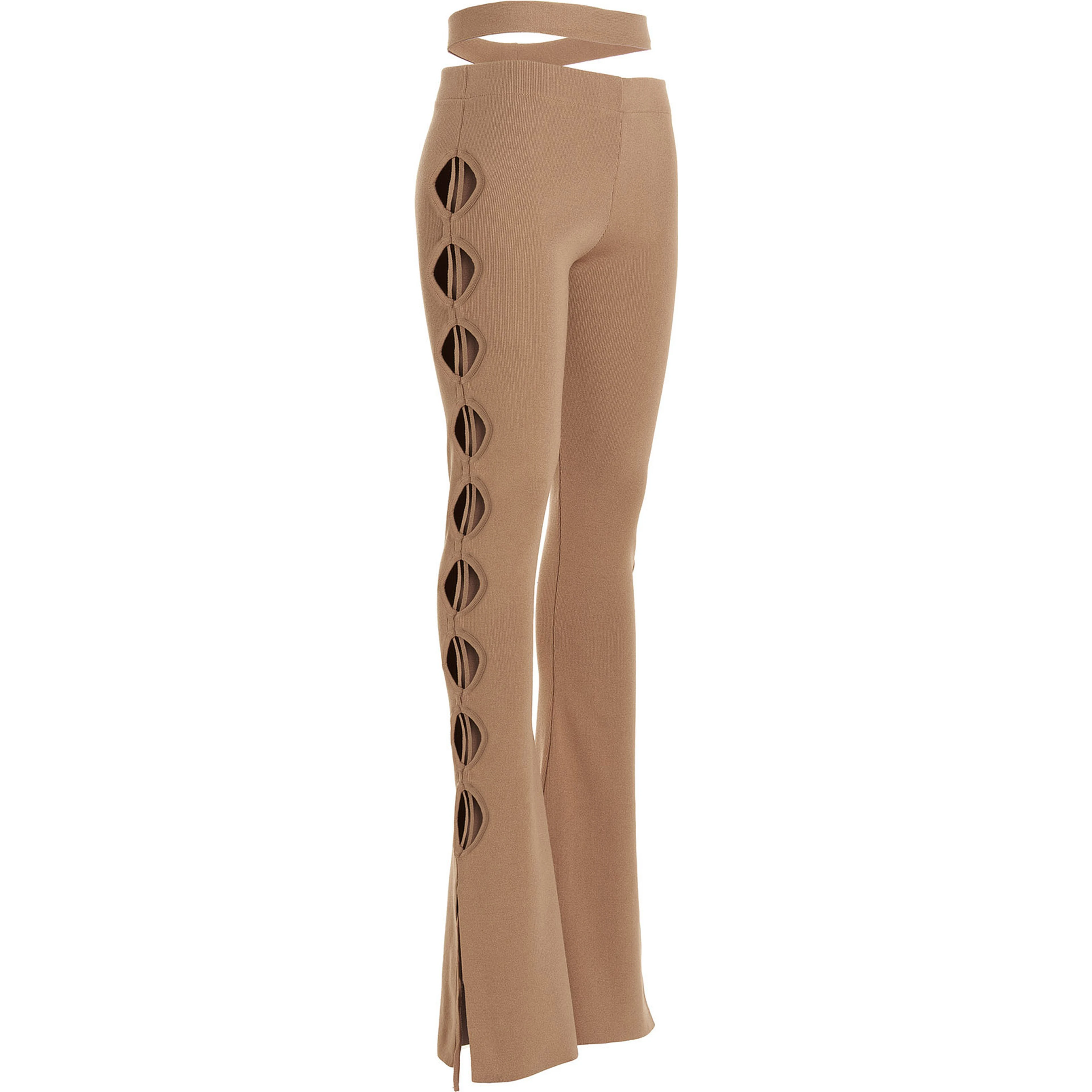 Beige Viscose Flared Pants