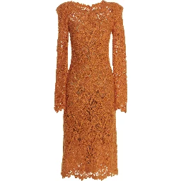 Orange Wool Midi Dress