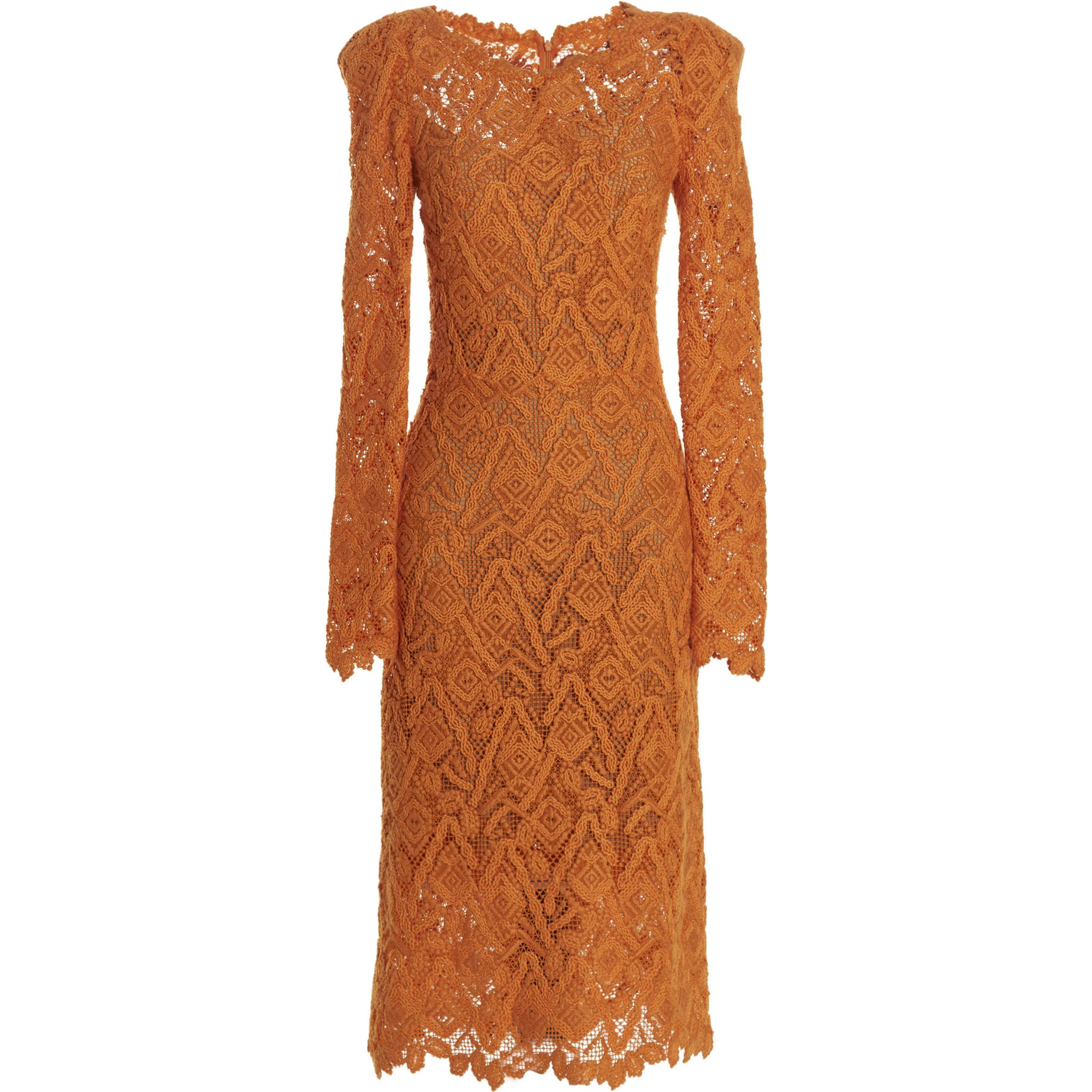 Orange Wool Midi Dress
