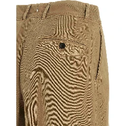 Beige Cotton Casual Pants