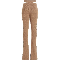 Beige Viscose Flared Pants