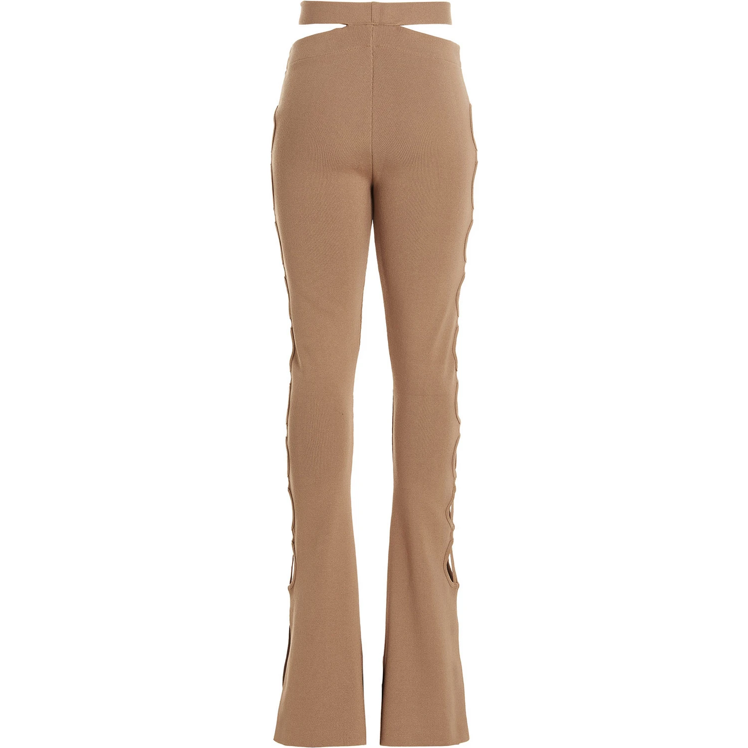 Beige Viscose Flared Pants