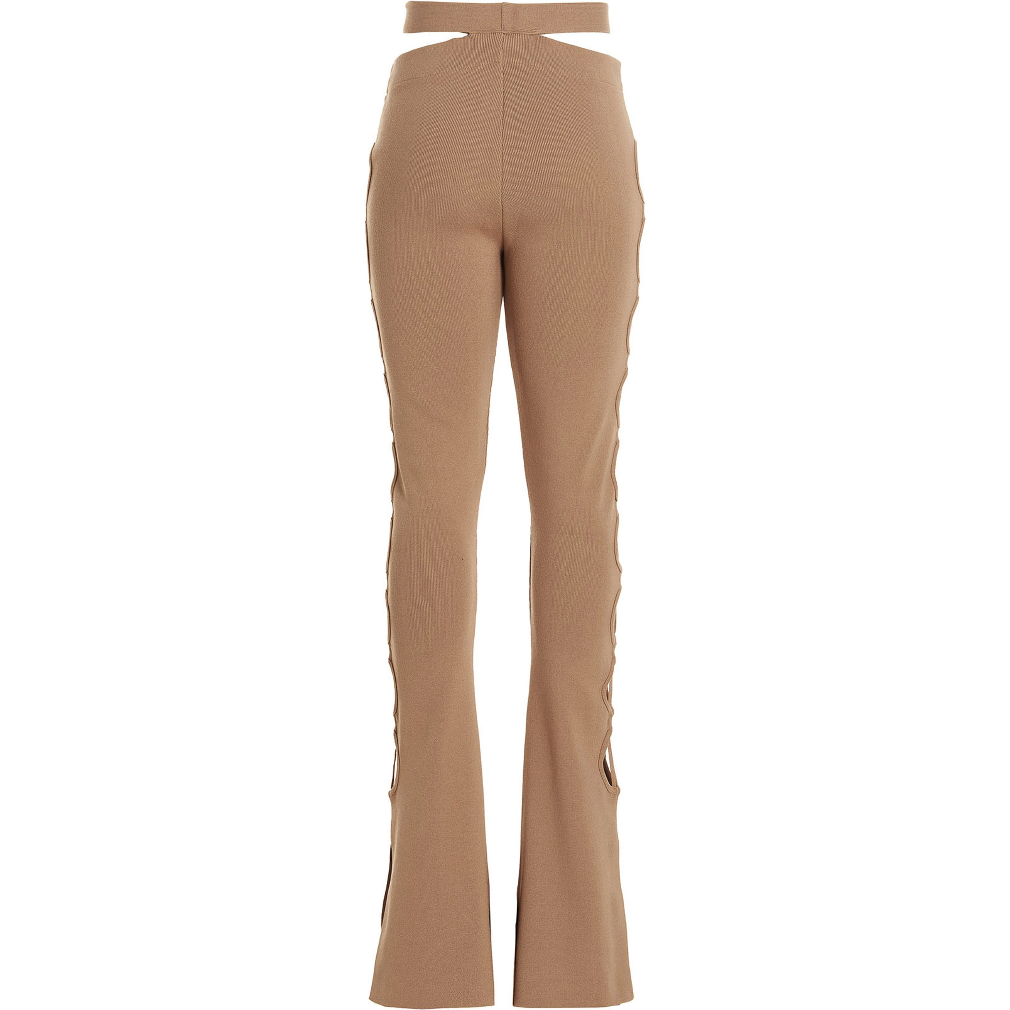 Beige Viscose Flared Pants