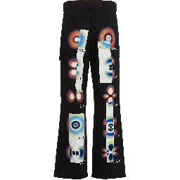 Black Cotton Casual Pants