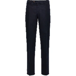 Blue Cotton Casual Pants