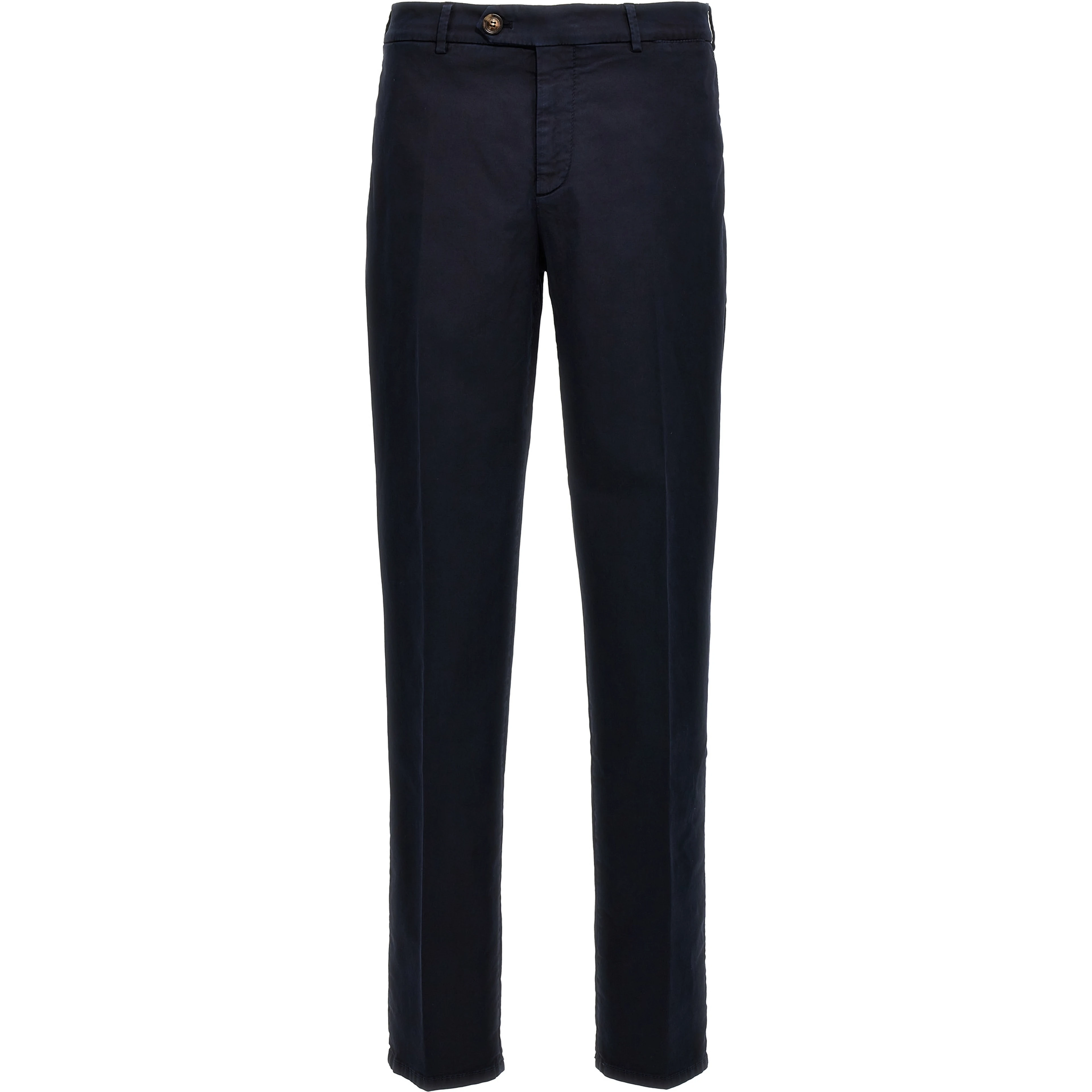 Blue Cotton Casual Pants