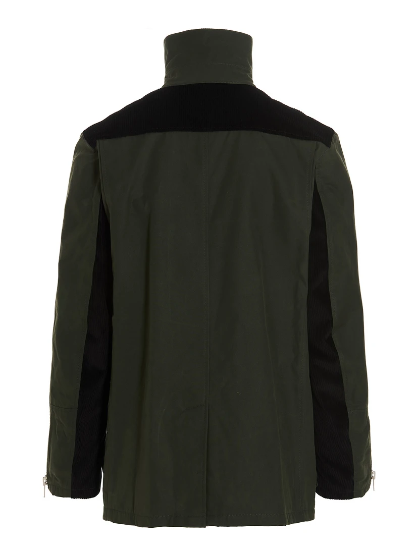 Bicolor Cotton Full-Length Jacket