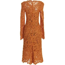 Orange Wool Midi Dress