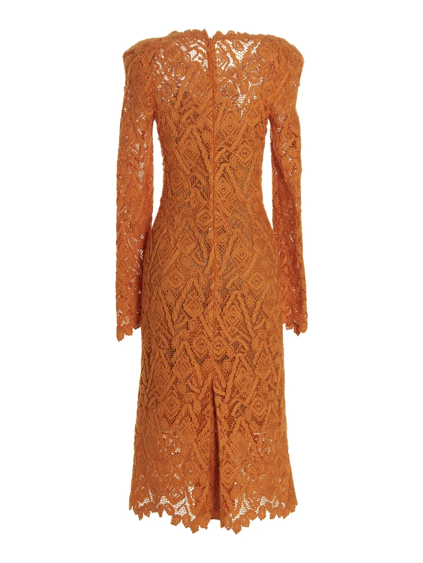 Orange Wool Midi Dress