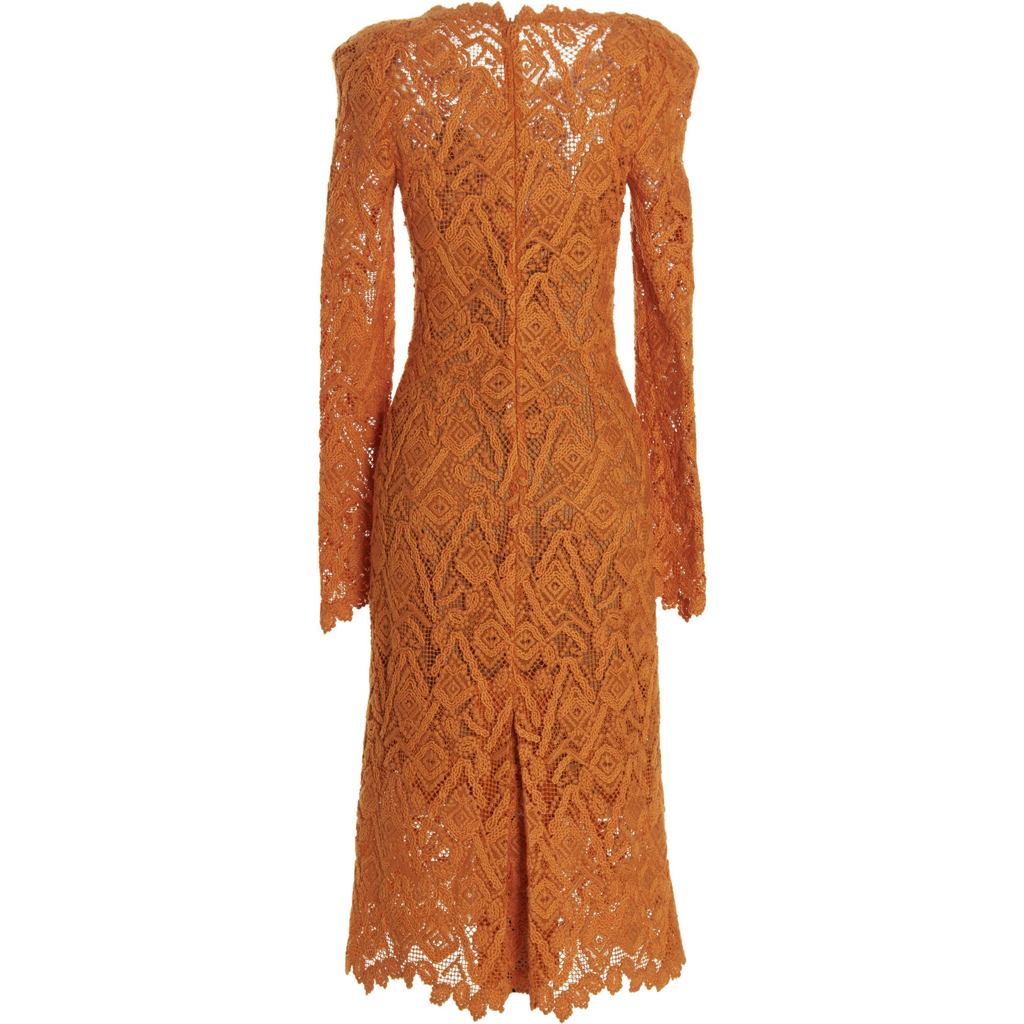 Orange Wool Midi Dress