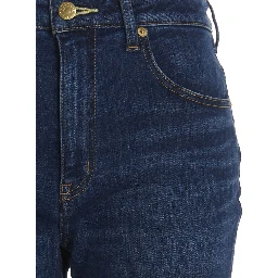 Blue Cotton Flared Jeans