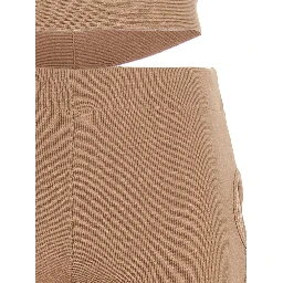 Beige Viscose Flared Pants