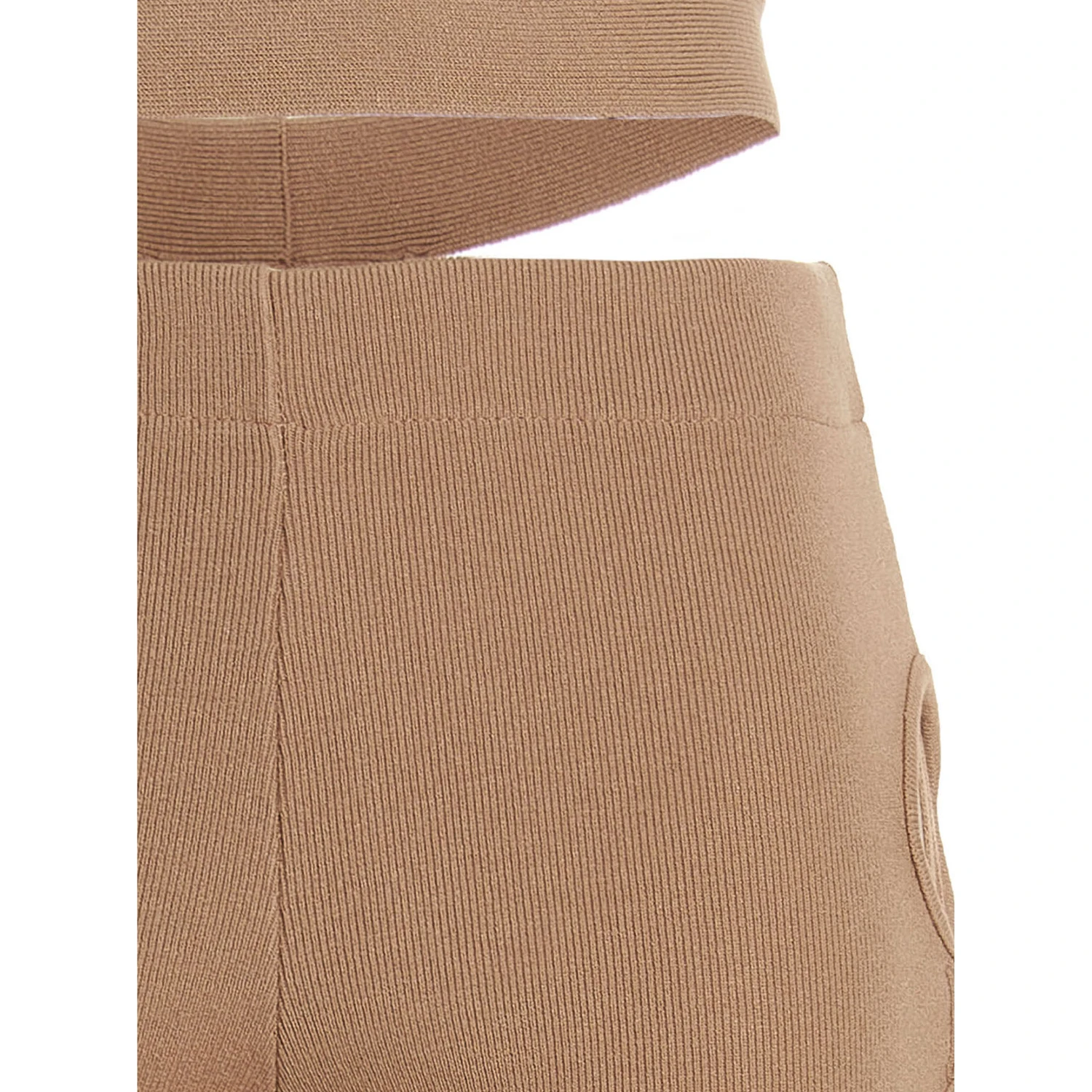 Beige Viscose Flared Pants