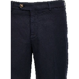 Blue Cotton Casual Pants