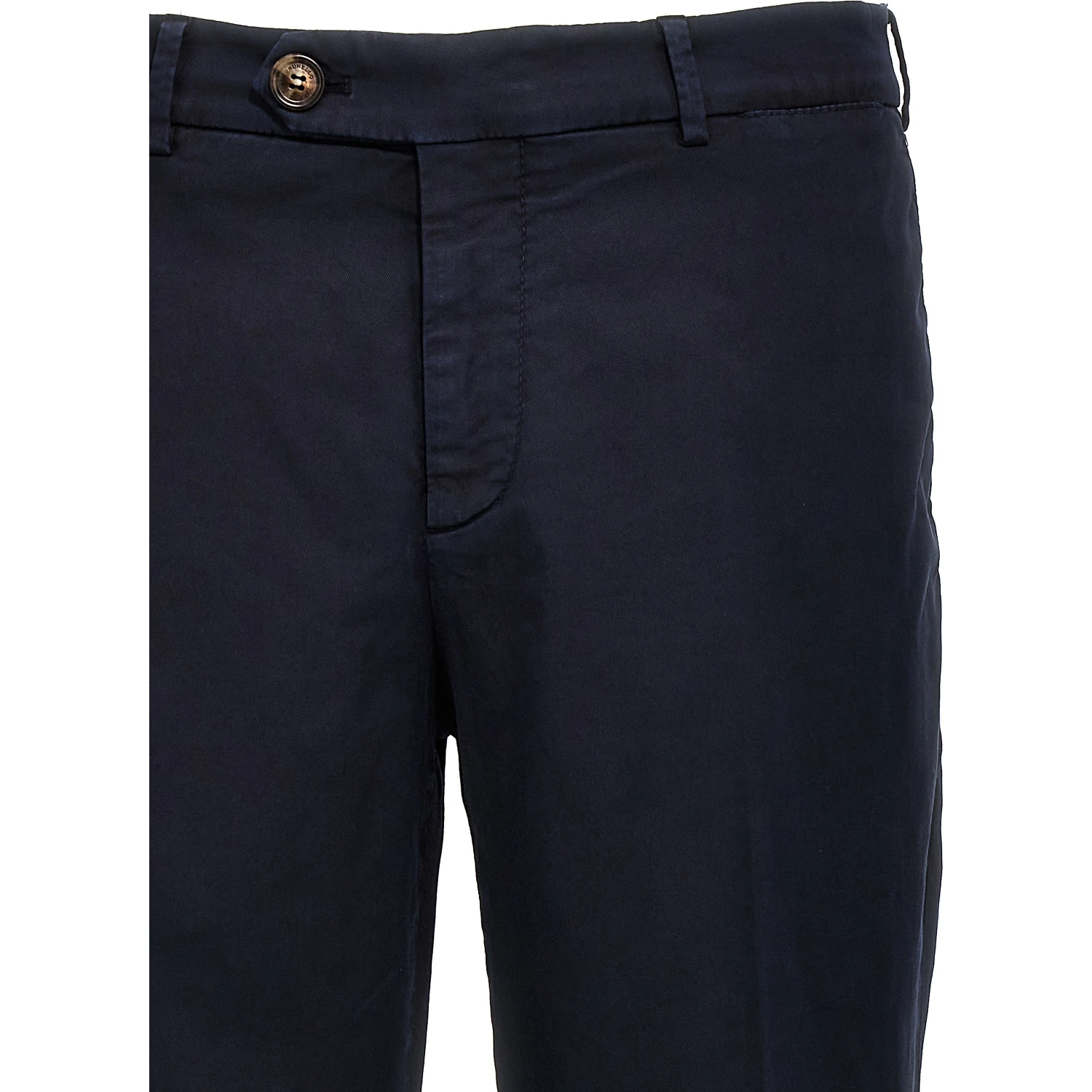 Blue Cotton Casual Pants