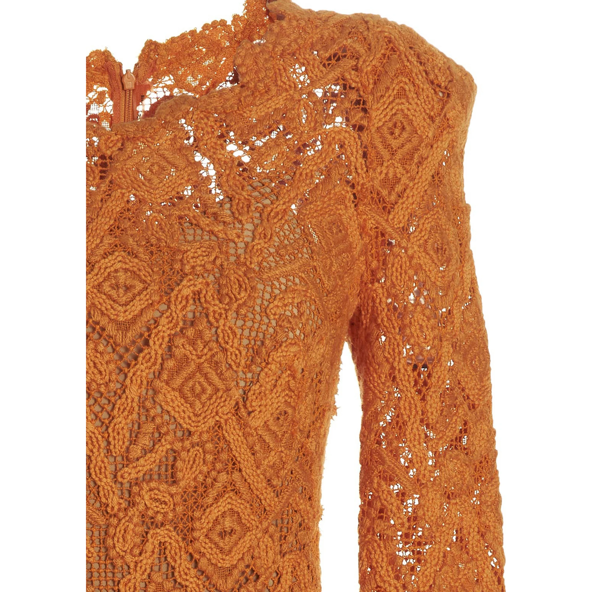 Orange Wool Midi Dress