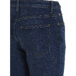 Blue Cotton Flared Jeans