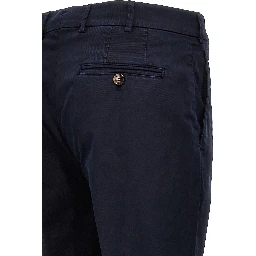 Blue Cotton Casual Pants