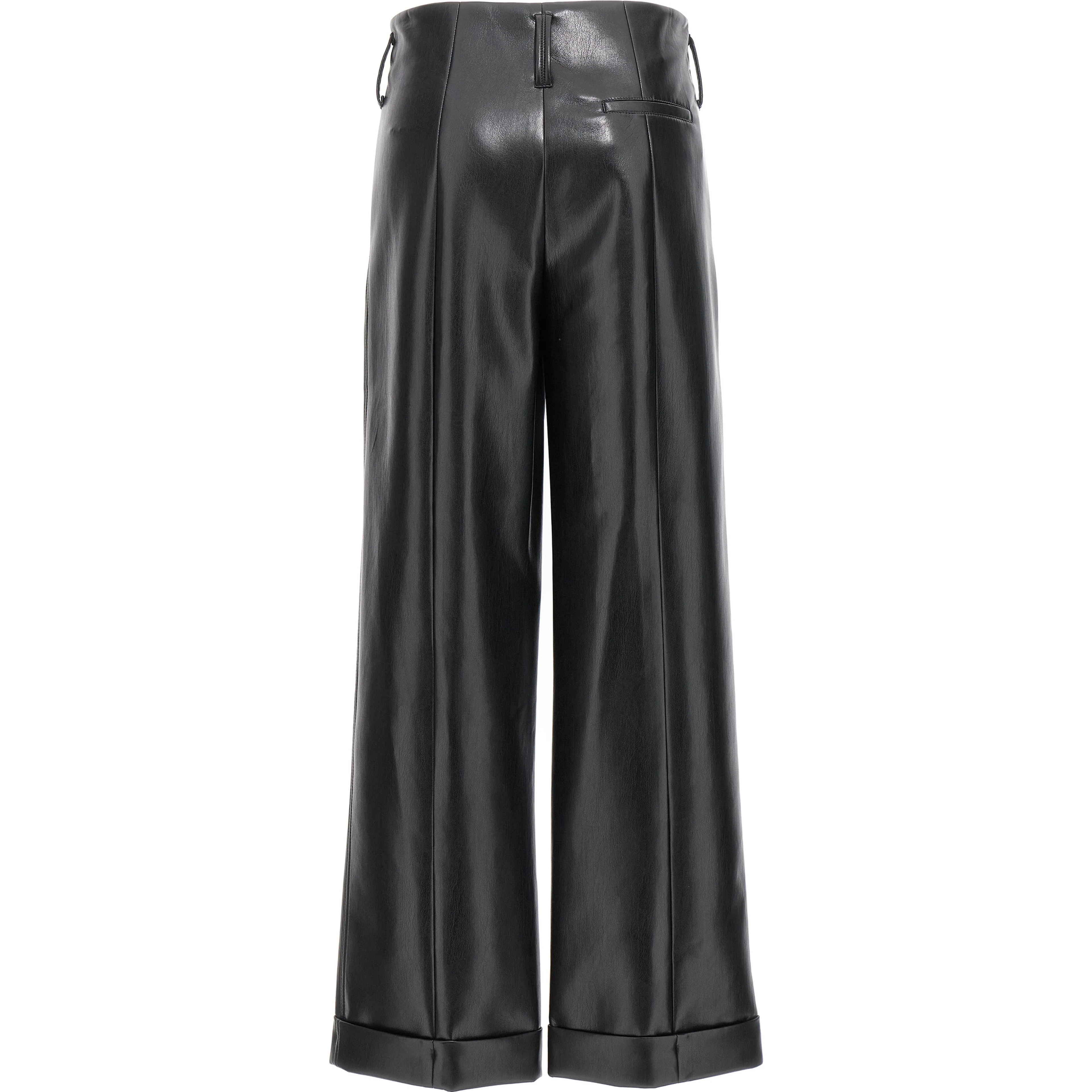 Black Polyester Casual Pants