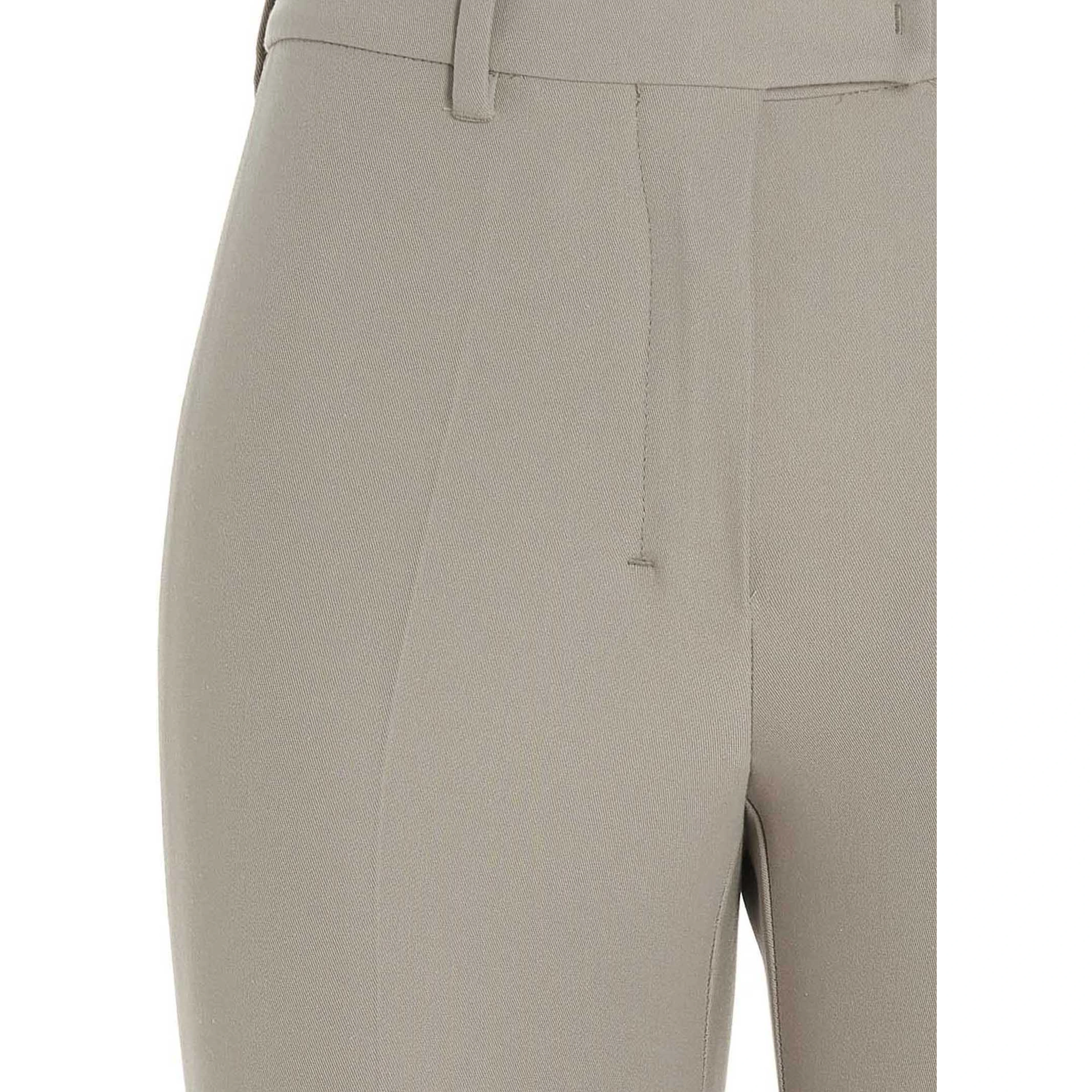 Beige Viscose Flared Pants