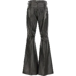 Black Calfskin Flared Pants