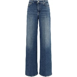 Blue Cotton Flared Jeans