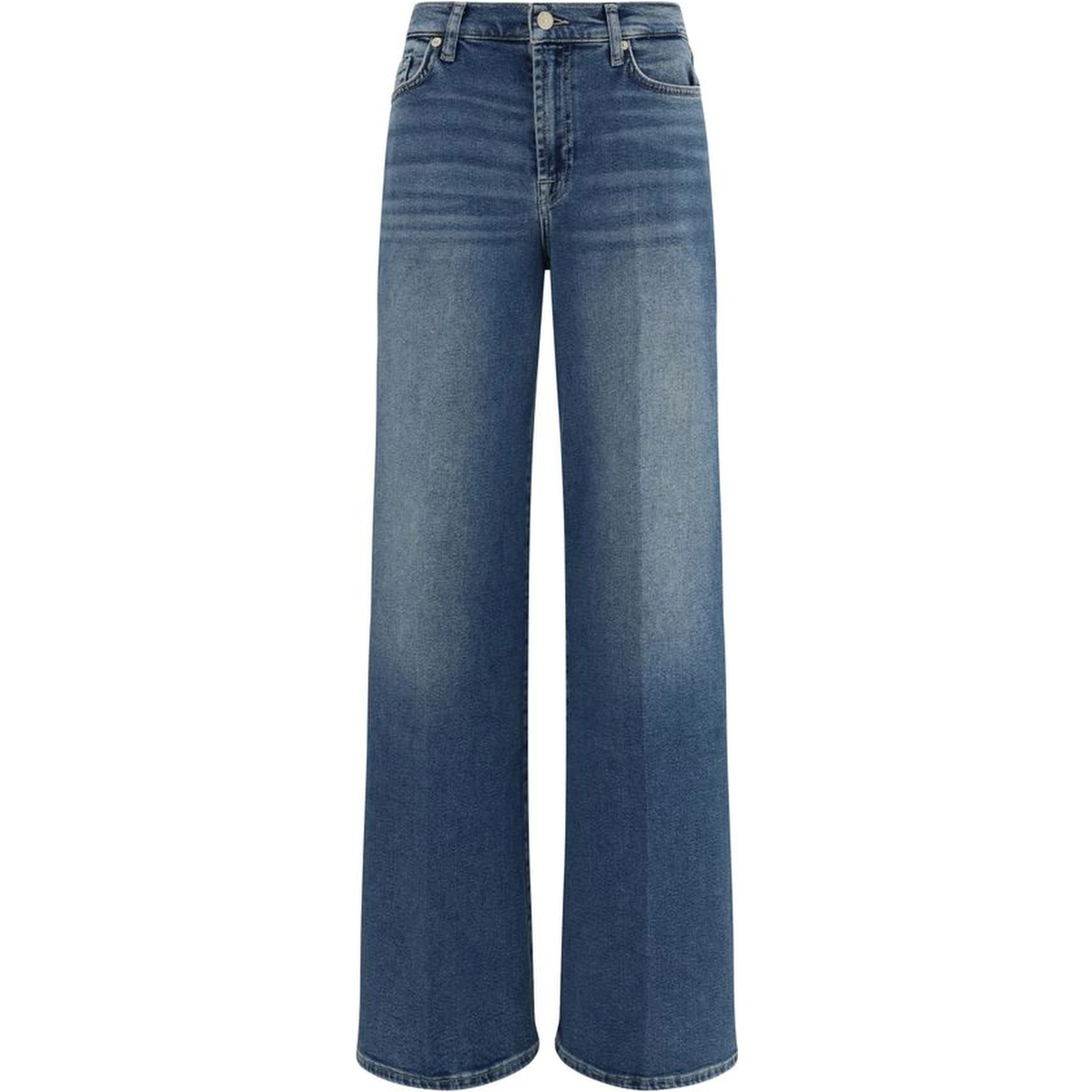 Blue Cotton Flared Jeans