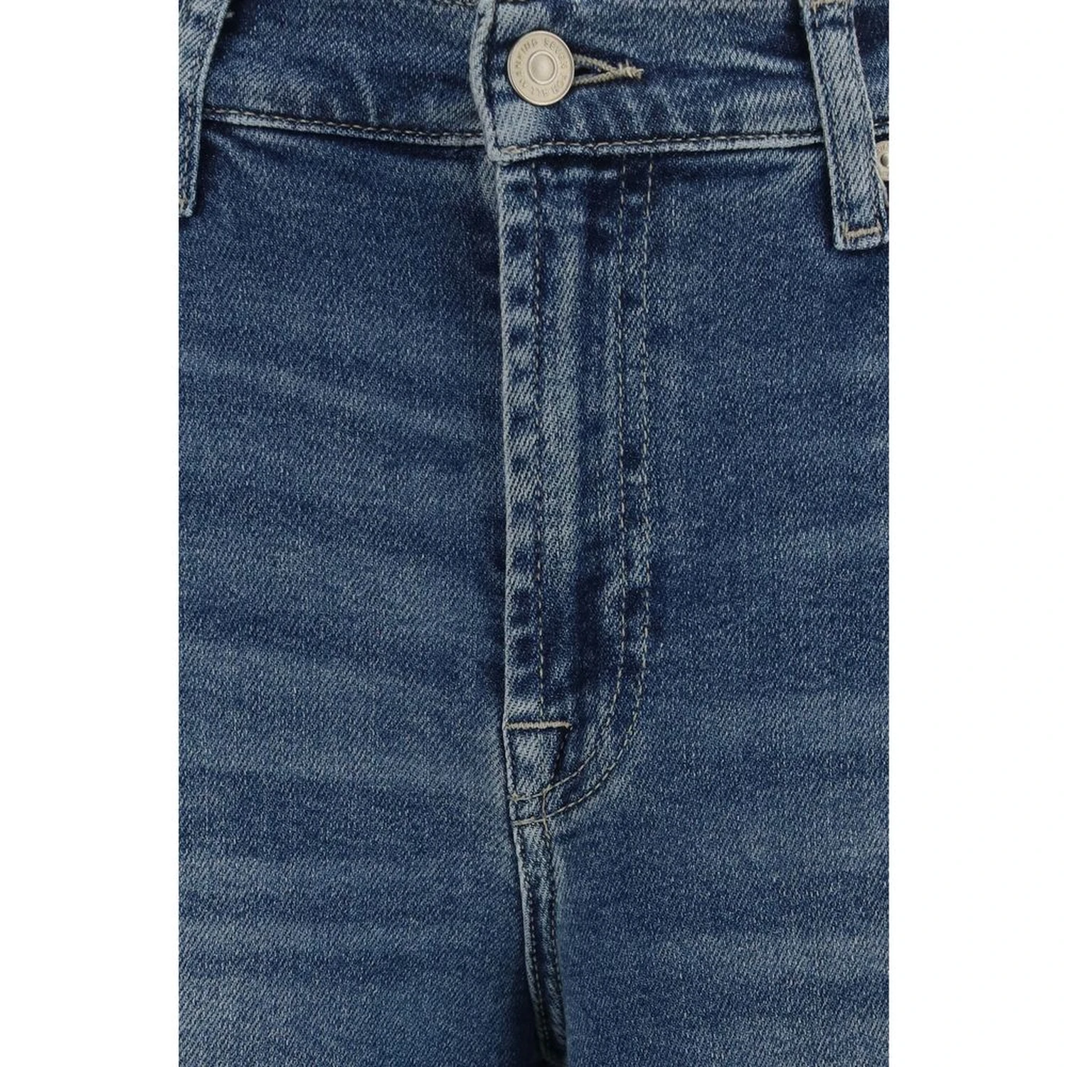 Blue Cotton Flared Jeans