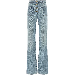 Blue Cotton High-Waisted Jean