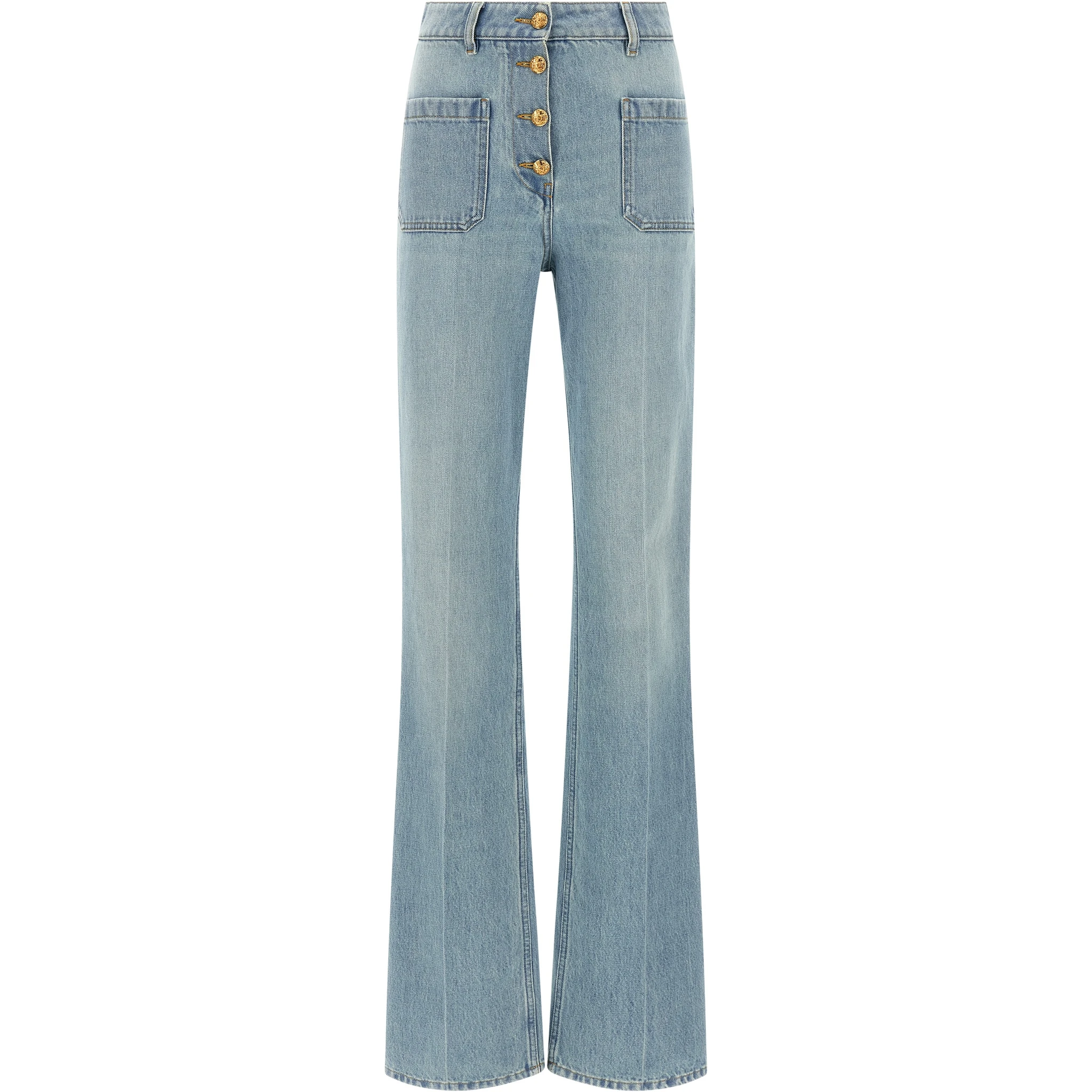 Blue Cotton High-Waisted Jean