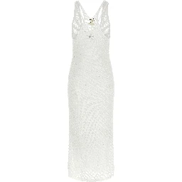 White Polyester Long Dress