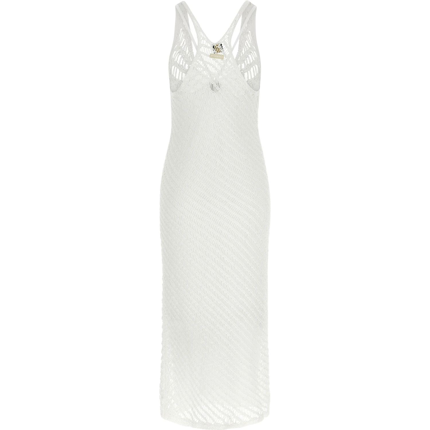 White Polyester Long Dress