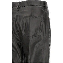 Black Calfskin Flared Pants
