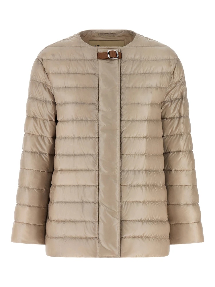 Beige Polyamide Full-Length Jacket