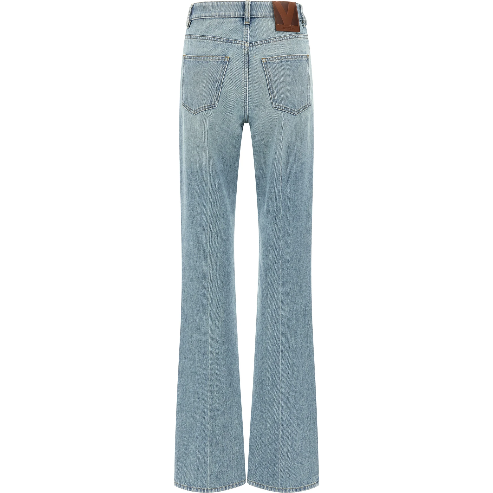 Blue Cotton High-Waisted Jean