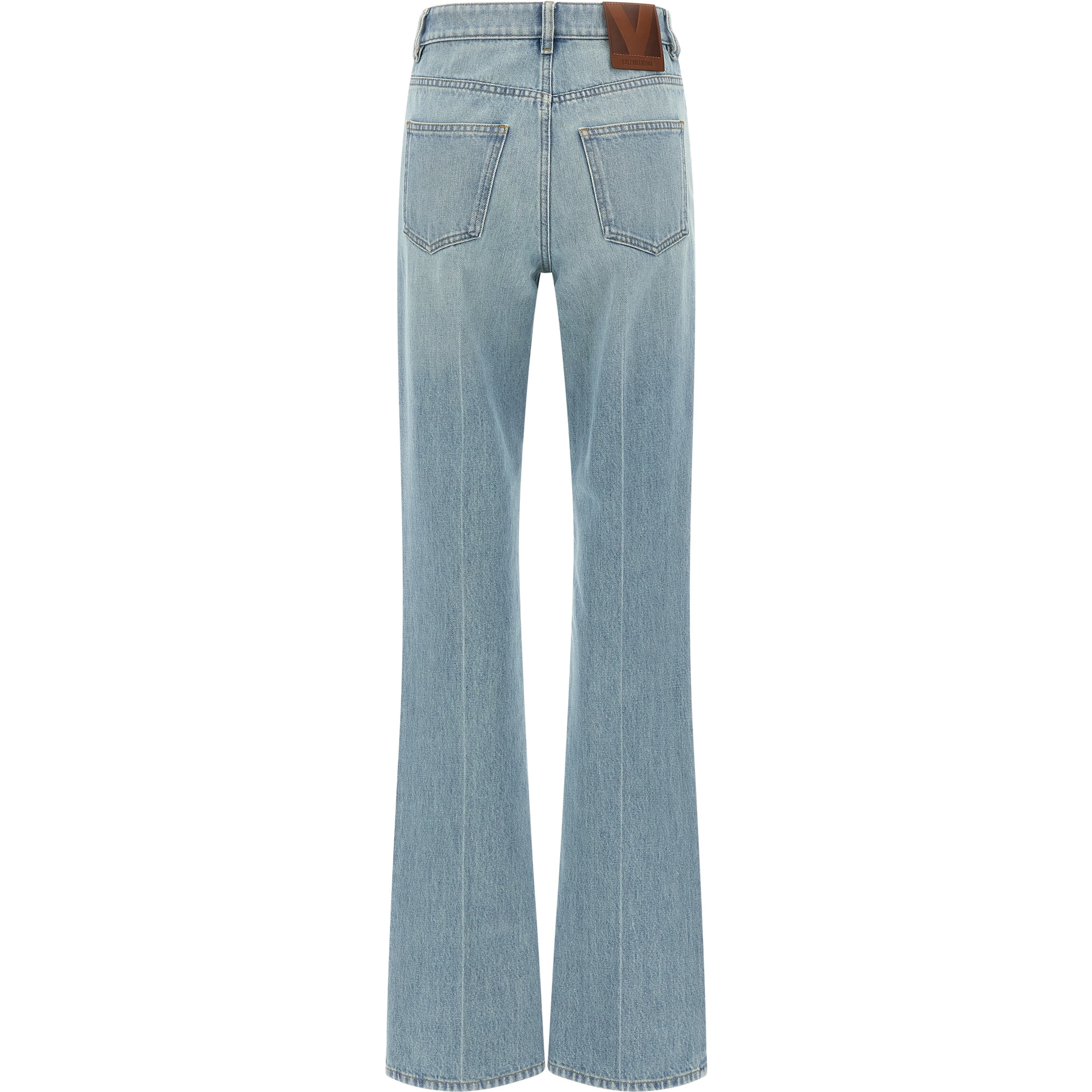 Blue Cotton High-Waisted Jean