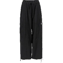 Black Polyester Cargo Pants