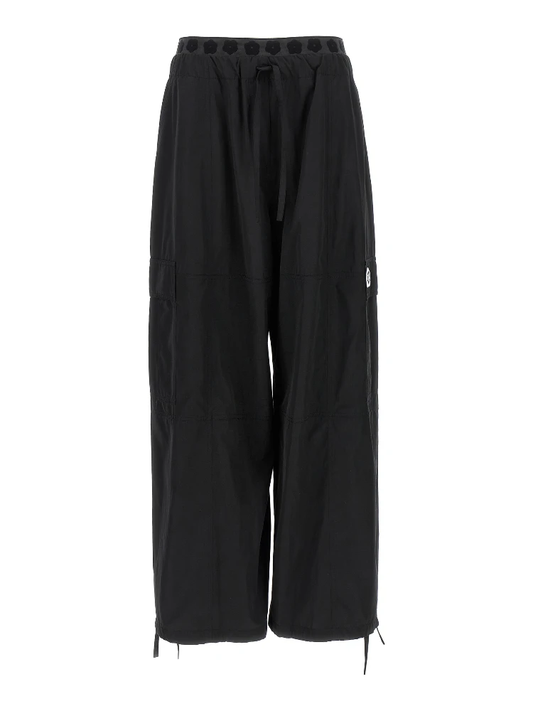 Black Polyester Cargo Pants