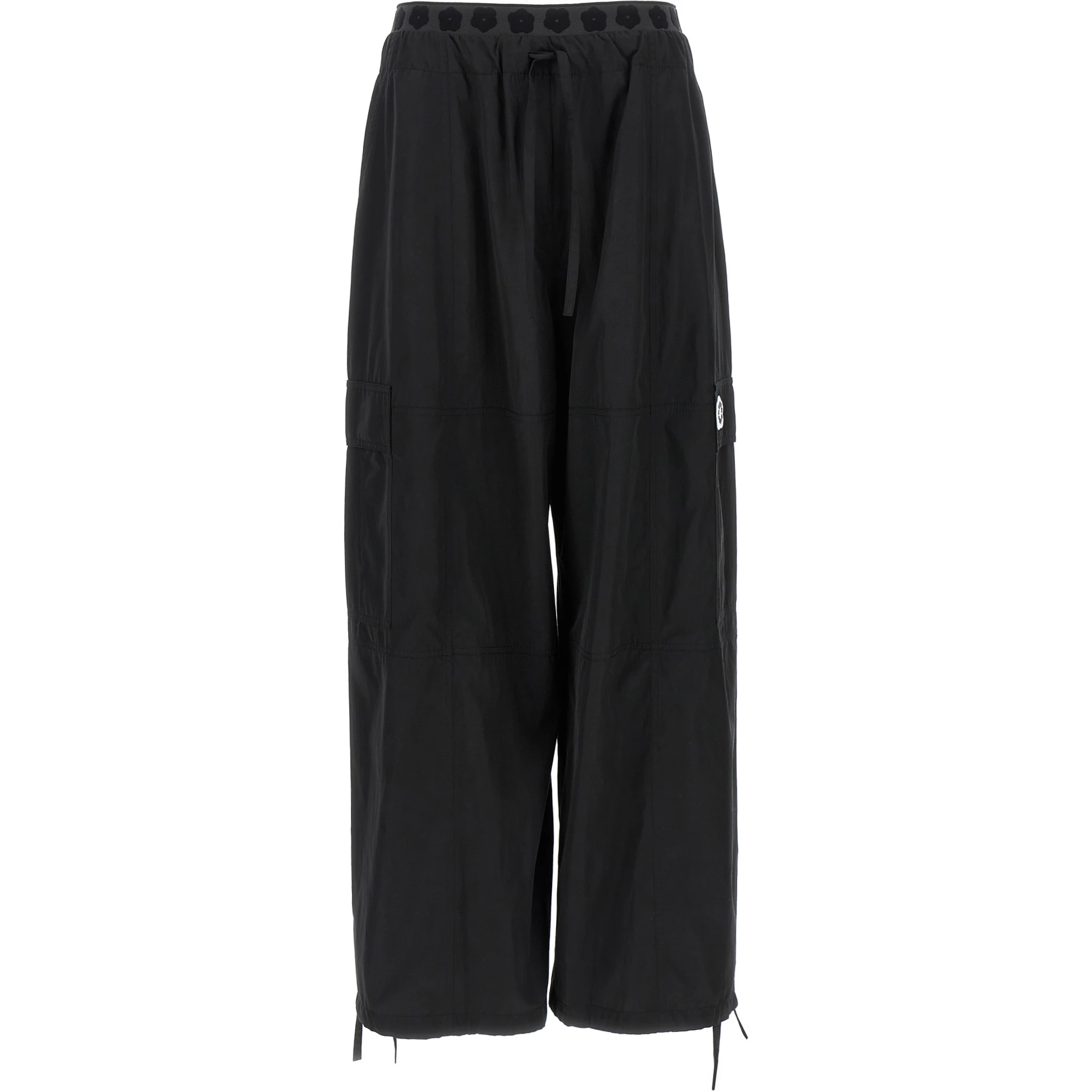 Black Polyester Cargo Pants