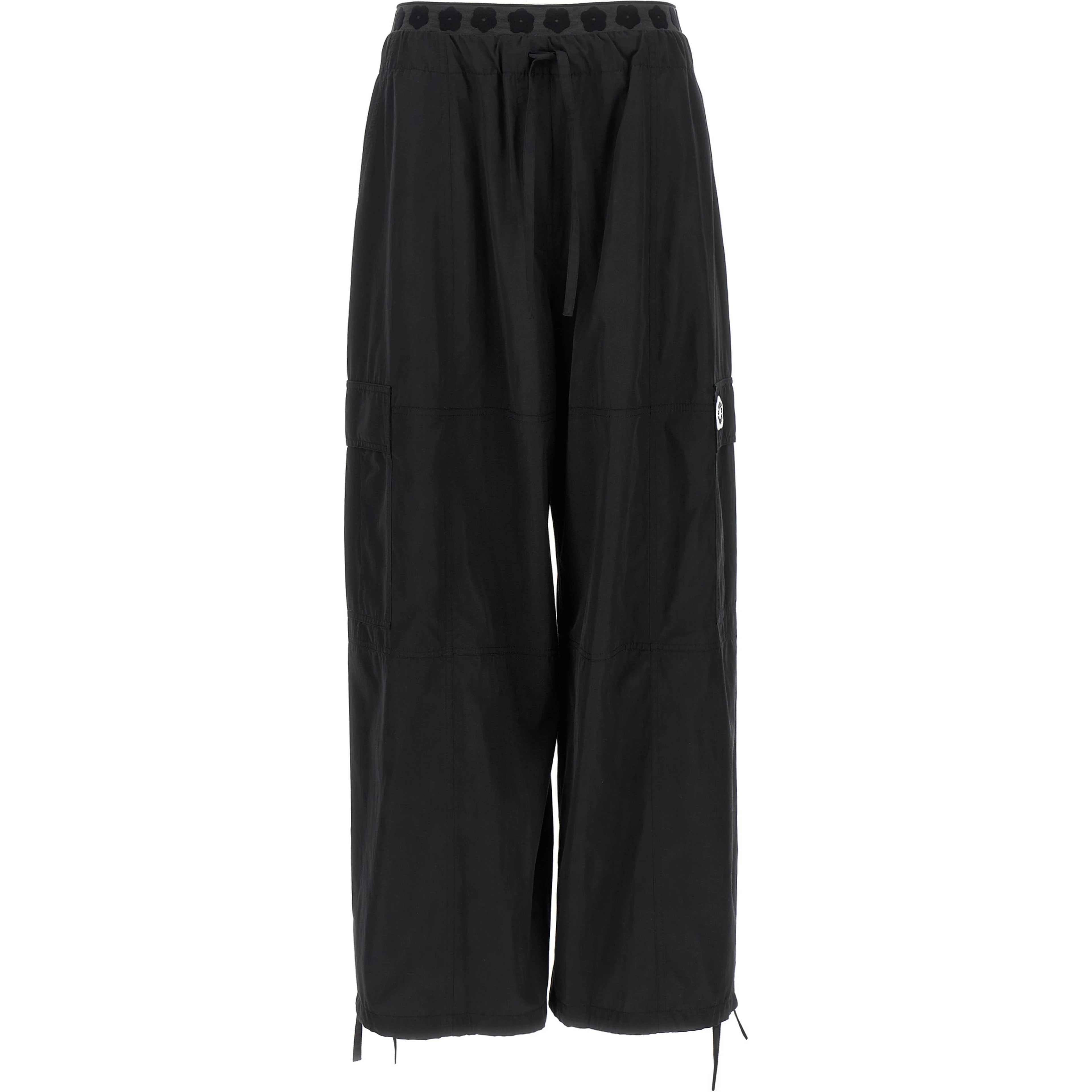 Black Polyester Cargo Pants
